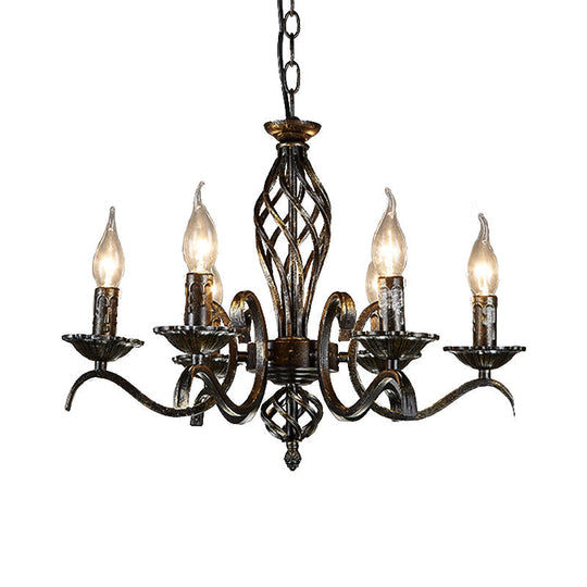 Traditional Metal 6-Bulb Black Chandelier Pendant Light - Ideal For Kitchen Island