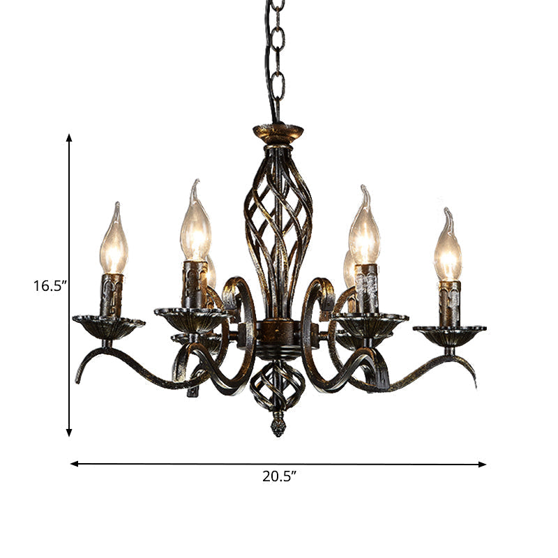 Traditional Metal 6-Bulb Black Chandelier Pendant Light - Ideal For Kitchen Island