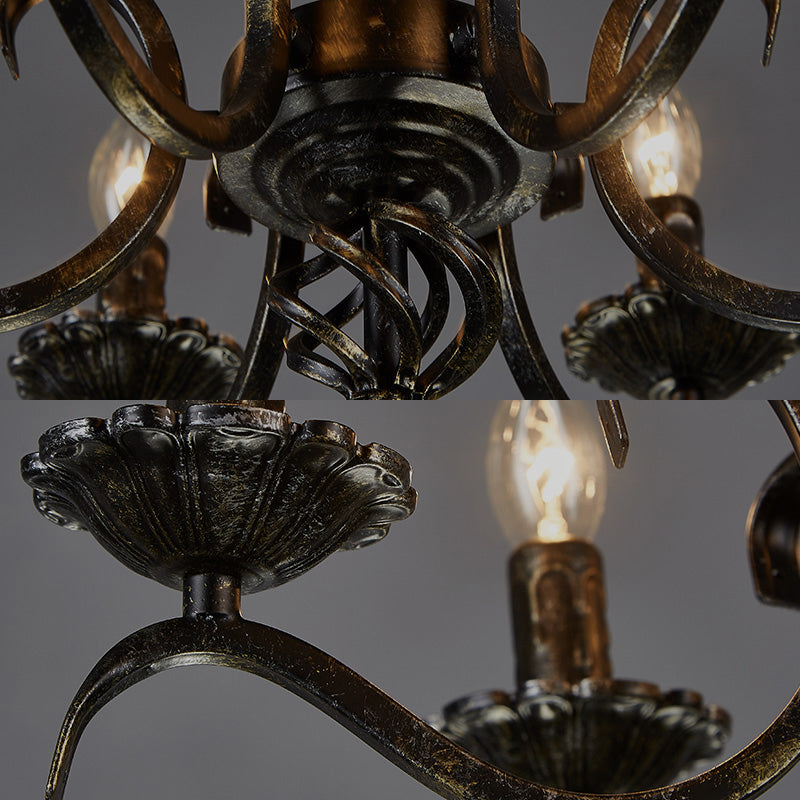 Traditional Metal 6-Bulb Black Chandelier Pendant Light - Ideal For Kitchen Island