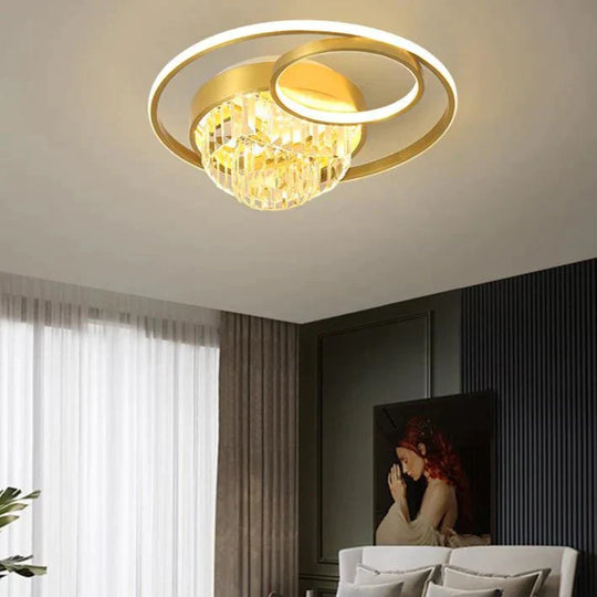 Creative Crystal light in the bedroom Copper Ceiling Lamp