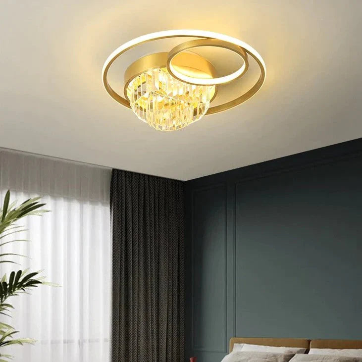 Creative Crystal light in the bedroom Copper Ceiling Lamp