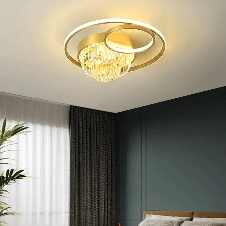 Creative Crystal Light In The Bedroom Copper Ceiling Lamp