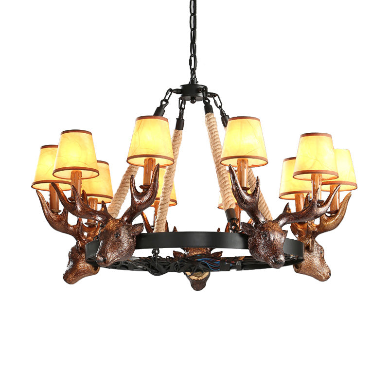 Black Tapered Shade Chandelier Lamp | Resin 10-Head Restaurant Pendant Ceiling Light