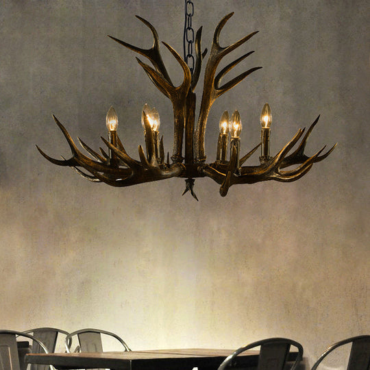 Rustic Resin Chandelier - Black Candle Pendant 6/8/10 Heads Perfect For Restaurants Hanging Ceiling