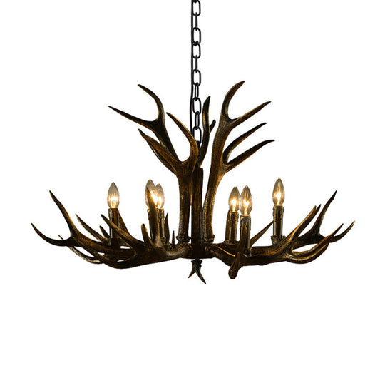 Rustic Resin Chandelier - Black Candle Pendant 6/8/10 Heads Perfect For Restaurants Hanging Ceiling