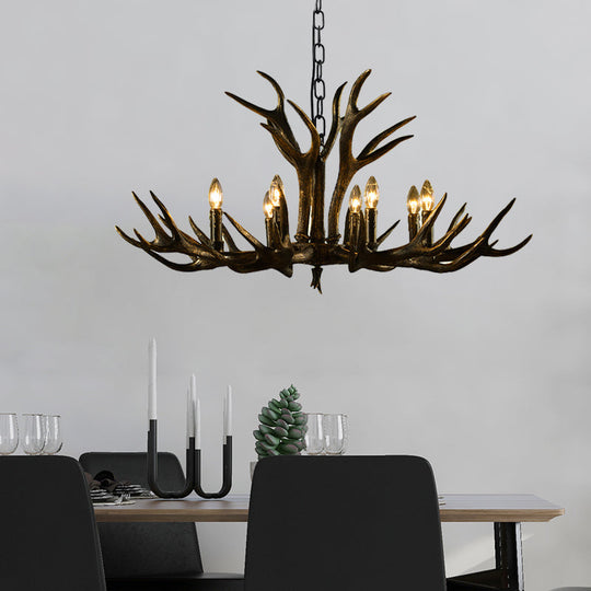 Rustic Resin Chandelier - Black Candle Pendant 6/8/10 Heads Perfect For Restaurants Hanging Ceiling