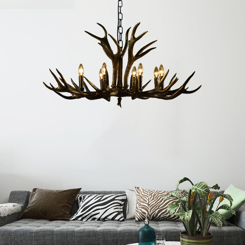 Rustic Resin Chandelier - Black Candle Pendant 6/8/10 Heads Perfect For Restaurants Hanging Ceiling