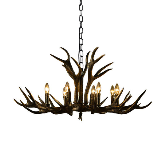 Rustic Resin Chandelier - Black Candle Pendant 6/8/10 Heads Perfect For Restaurants Hanging Ceiling