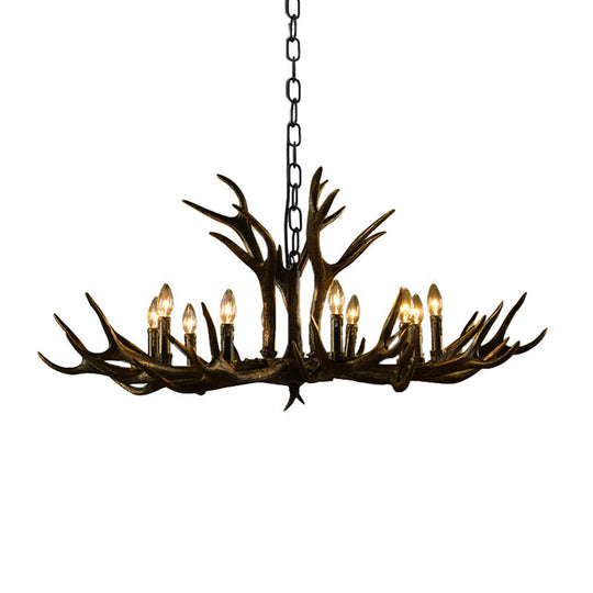 Rustic Resin Chandelier - Black Candle Pendant 6/8/10 Heads Perfect For Restaurants Hanging Ceiling