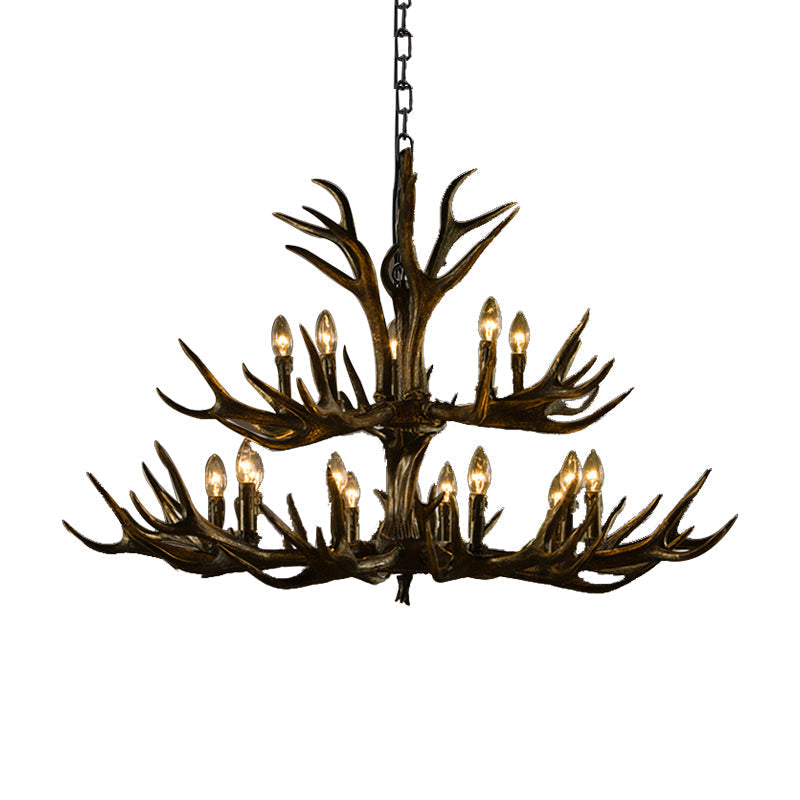 Rustic Resin Chandelier - Black Candle Pendant 6/8/10 Heads Perfect For Restaurants Hanging Ceiling