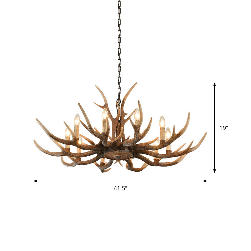 Brown Resin Hanging Chandelier Candelabra - 4/6/8-Bulb Traditional Suspension Light For Living Room