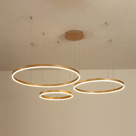 Modern Gold Ring Pendant Chandelier With Acrylic Led Lights - White Or Warm Light Available 3 /