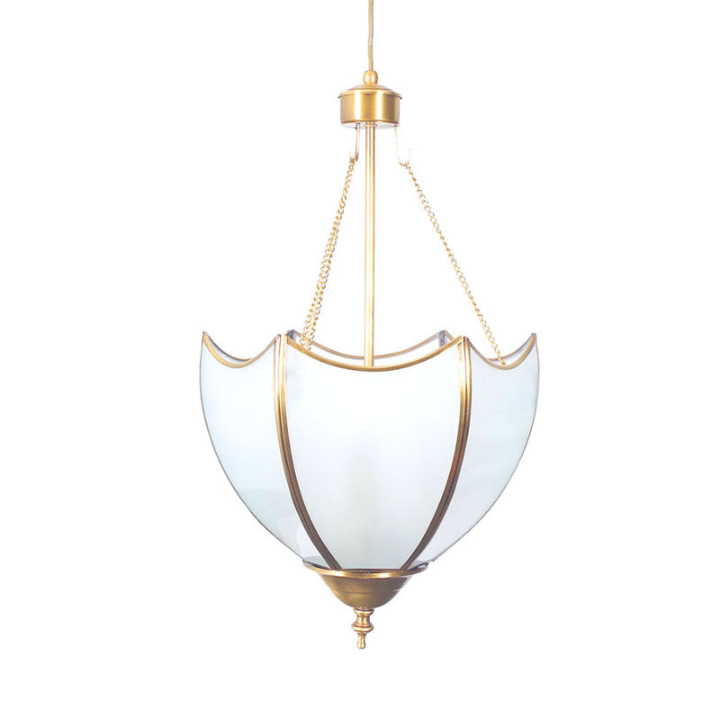 Vintage Brass Dome Chandelier Lamp - 5 Heads Ceiling Pendant Light With White Glass For Living Room