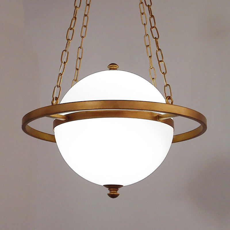 Opal Glass Nordic Pendant Light In Gold For Living Room