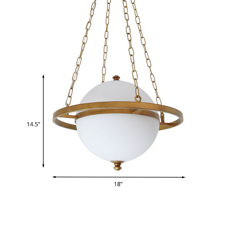 Opal Glass Nordic Pendant Light In Gold For Living Room