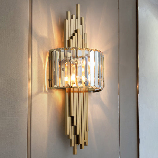 Modern Gold Quad Crystal Wall Sconce Light For Stairs