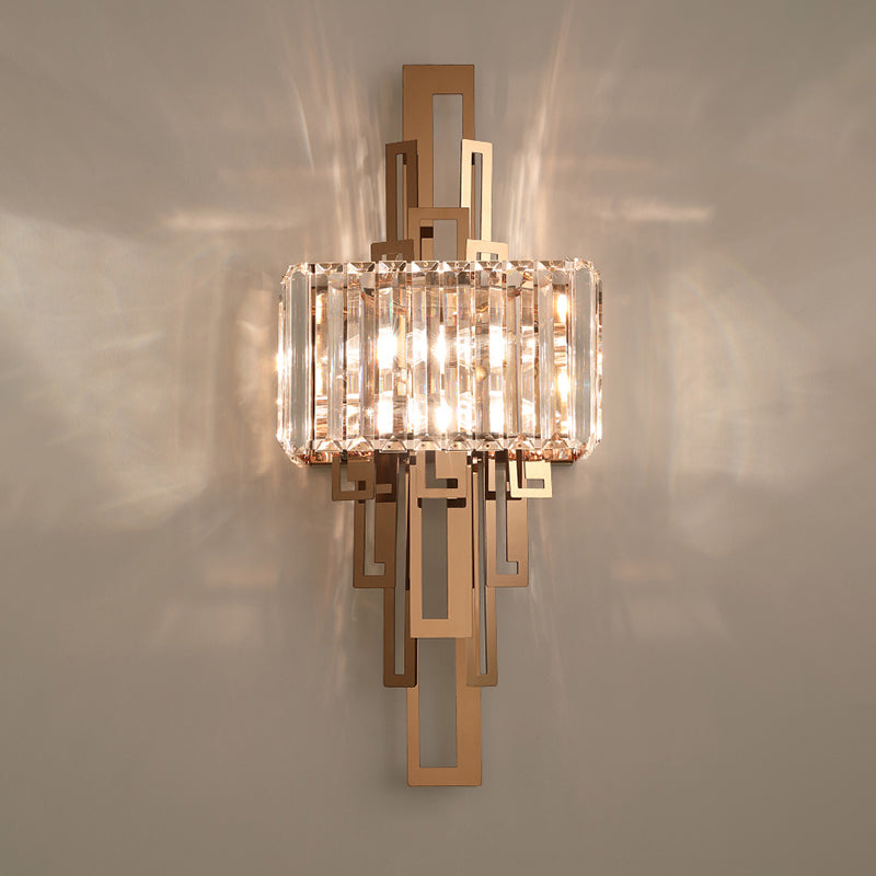 Modern Gold Quad Crystal Wall Sconce Light For Stairs