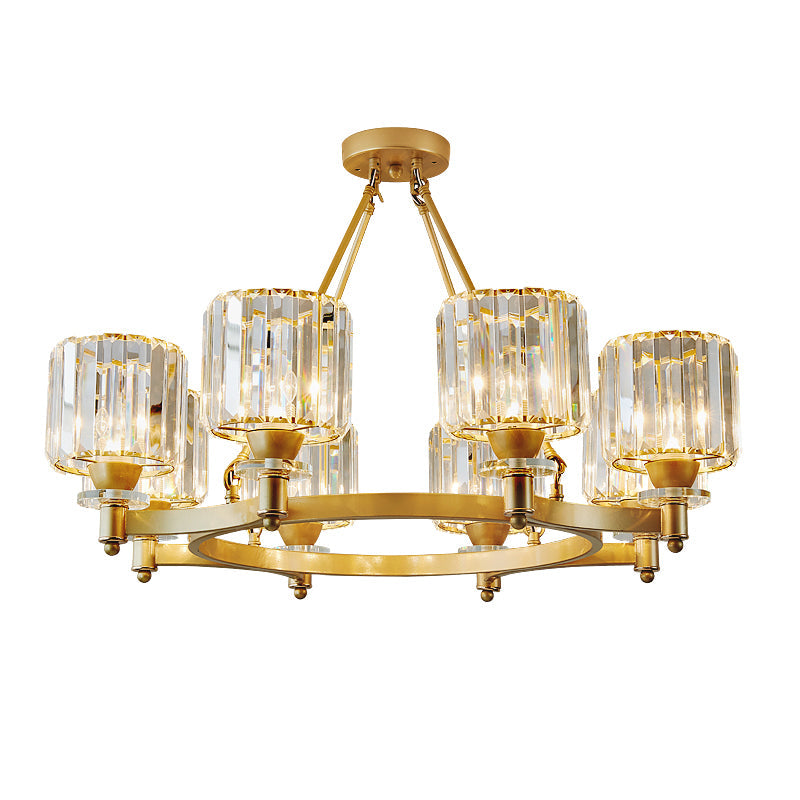 Modern Crystal Cylindrical Ceiling Pendant Light For Living Room - Chandelier Fixture