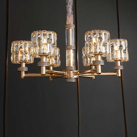 Minimalistic Gold Crystal Cylinder Chandelier For Dining Room Ceiling 6 /