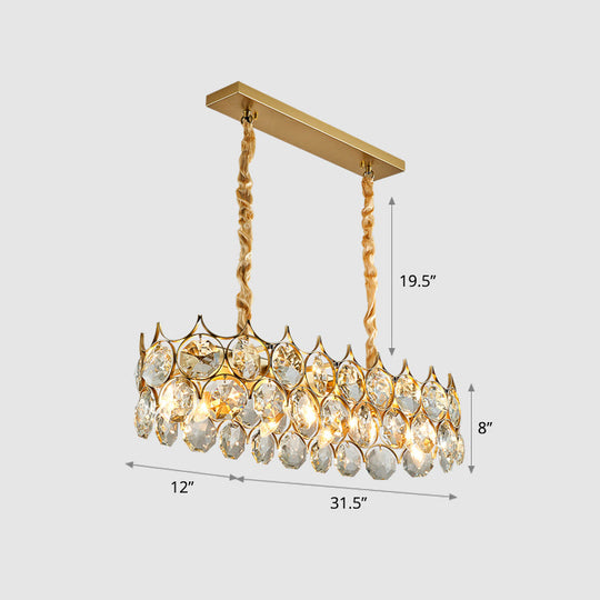 Teardrop Crystal Chandelier: Postmodern Hanging Ceiling Light For Your Dining Room Gold / 31.5