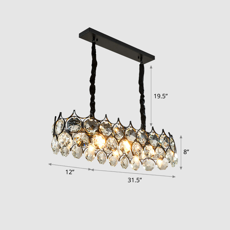 Teardrop Crystal Chandelier: Postmodern Hanging Ceiling Light For Your Dining Room Black / 31.5