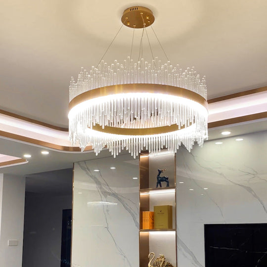 Contemporary Geometric Led Chandelier - Simplicity And Elegance In Gold