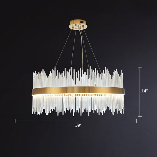 Contemporary Geometric Led Chandelier - Simplicity And Elegance In Gold / 39 Round