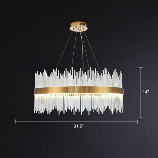 Contemporary Geometric Led Chandelier - Simplicity And Elegance In Gold / 31.5 Round