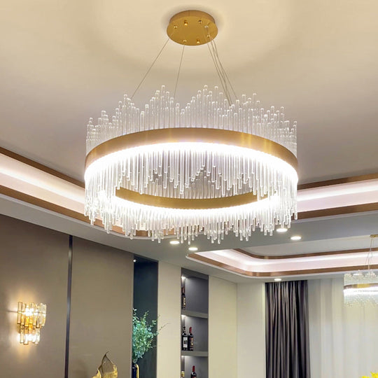 Contemporary Geometric Led Chandelier - Simplicity And Elegance In Gold