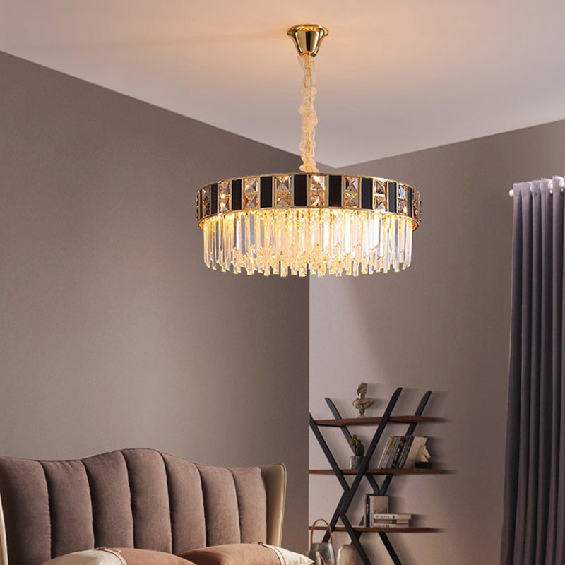 Contemporary Geometric Crystal Chandelier In Gold For Living Room Lighting