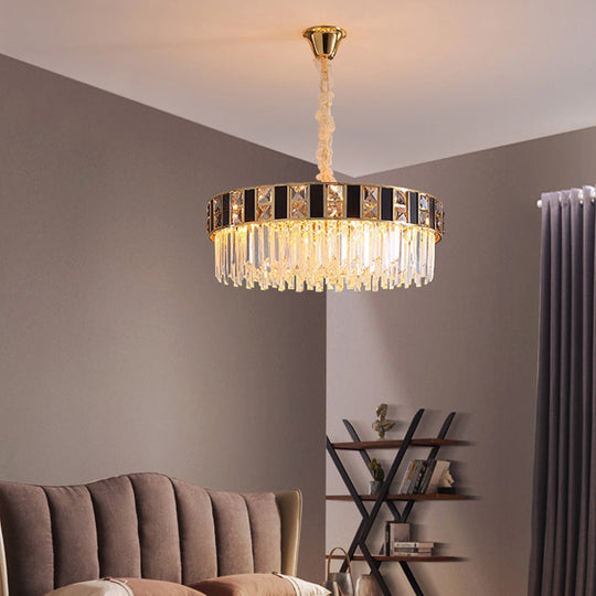 Contemporary Geometric Crystal Chandelier In Gold For Living Room Lighting