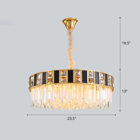 Contemporary Geometric Crystal Chandelier In Gold For Living Room Lighting / 23.5