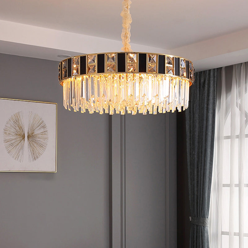 Contemporary Geometric Crystal Chandelier In Gold For Living Room Lighting