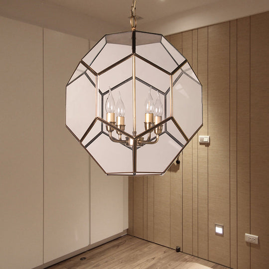 Modern Hexagon Ceiling Chandelier - Brown/Clear Glass 4-Light Fixture For Bedroom Clear