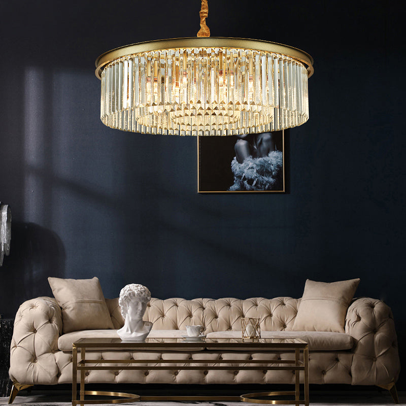 Minimalist Crystal Chandelier Lamp With Gold Finish - Perfect For Restaurants