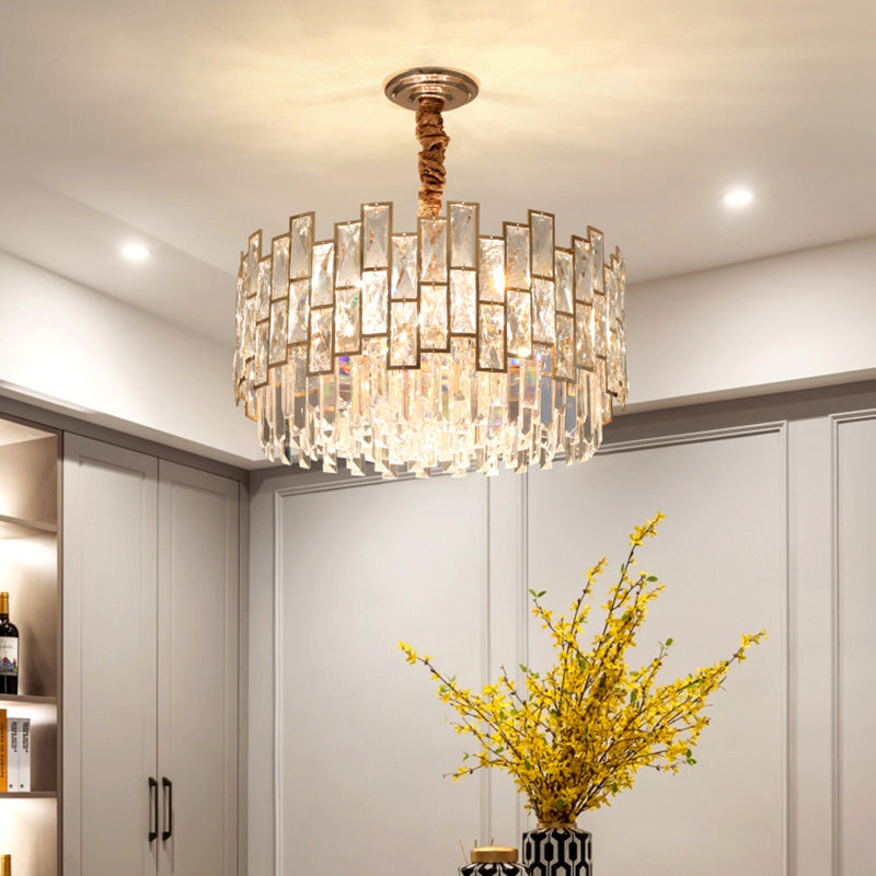 Clear K9 Crystal Chandelier: Modernist Suspension Light For Dining Room