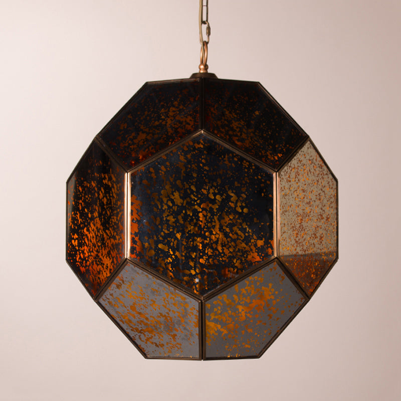 Modern Hexagon Ceiling Chandelier - Brown/Clear Glass 4-Light Fixture For Bedroom Brown