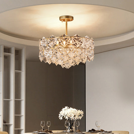 Minimalistic Gold Crystal Hexagons Chandelier Pendant Light For Living Room