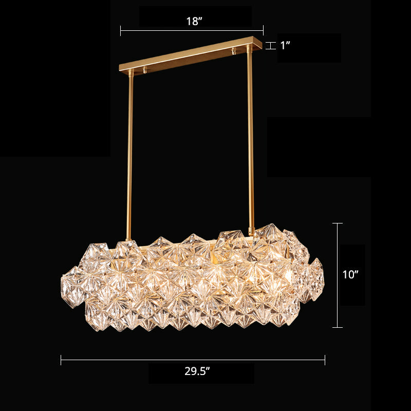 Minimalistic Gold Pendant Ceiling Light with Crystal Hexagons for Living Room