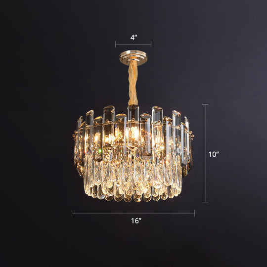 Modern Crystal Clear Chandelier for Dining Room - Round Hanging Light Fixture