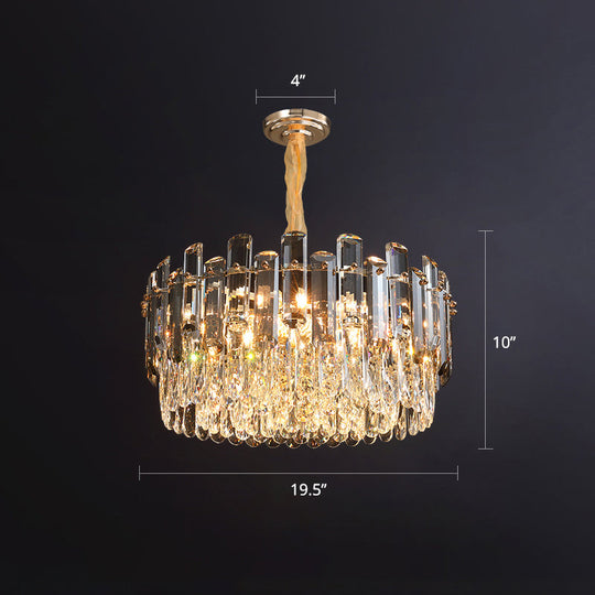 Modern Crystal Clear Chandelier for Dining Room - Round Hanging Light Fixture