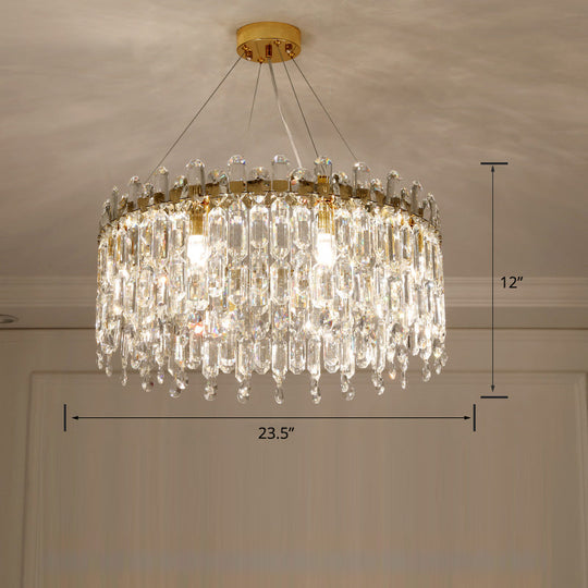 Modern Crystal Drum Suspension Light for Bedroom