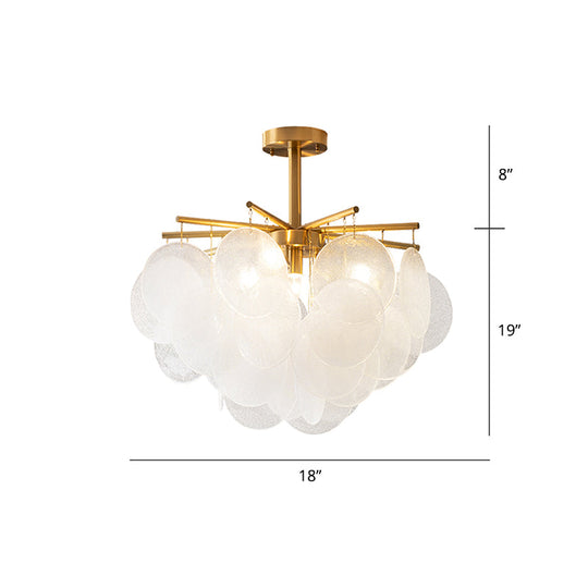 Modern Seedy Glass Disc Chandelier With Gold Finish For Dining Room / 18