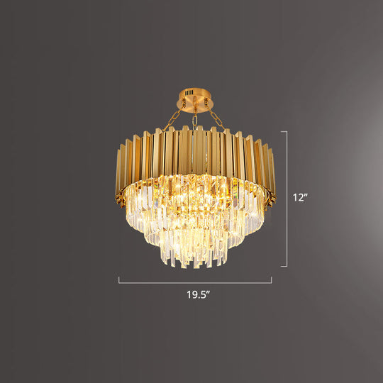 Prismatic Crystal Semi Flush Ceiling Chandelier In Modern Gold Finish - Dining Room Design / 19.5