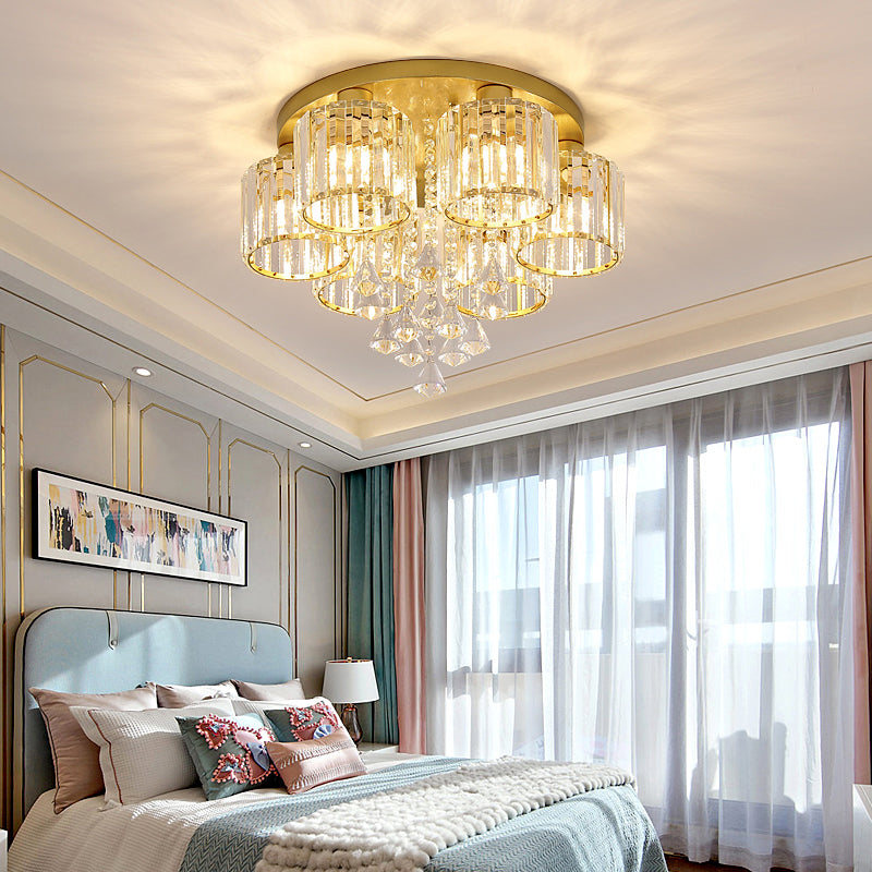 Modern Flush Mount Crystal Ceiling Light for Living Room