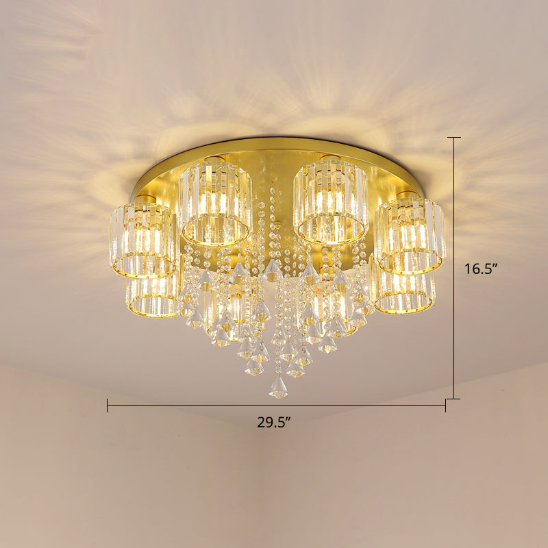 Modern Flush Mount Crystal Ceiling Light for Living Room