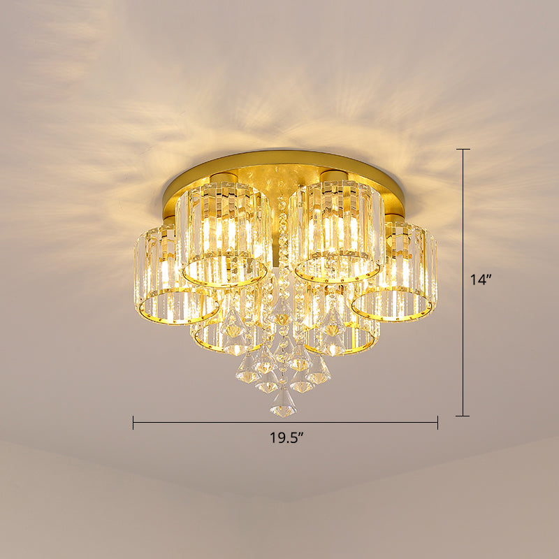 Modern Flush Mount Crystal Ceiling Light for Living Room