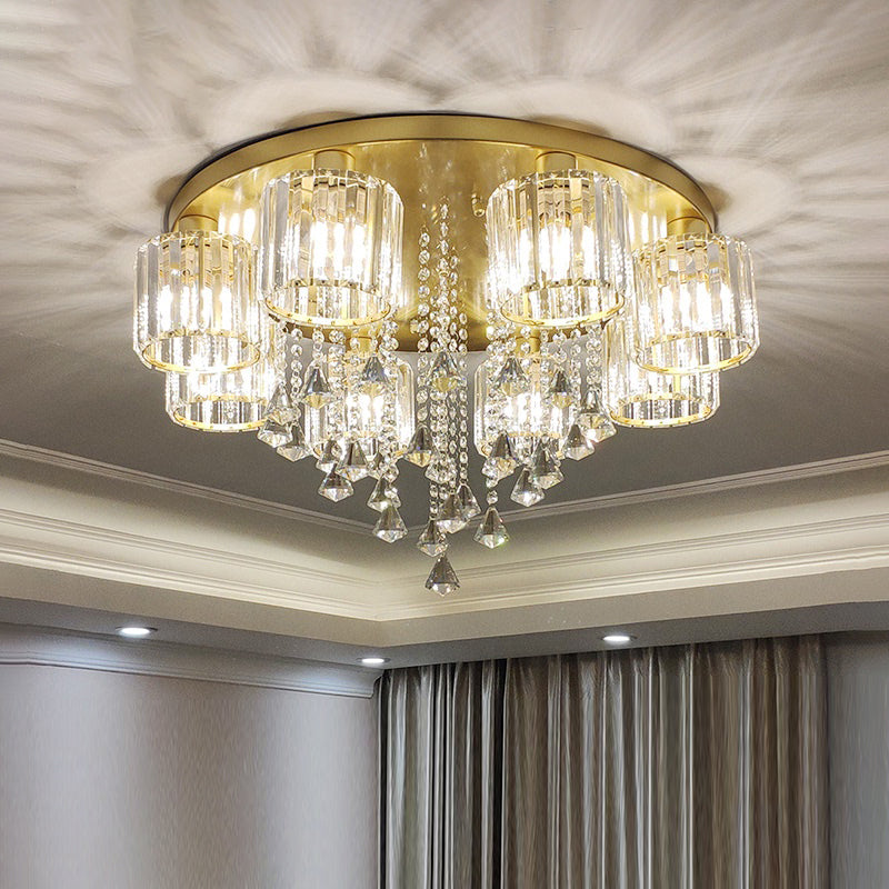 Modern Flush Mount Crystal Ceiling Light for Living Room