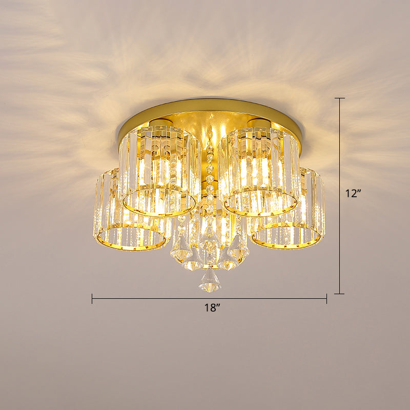 Modern Flush Mount Crystal Ceiling Light For Living Room 5 / Gold