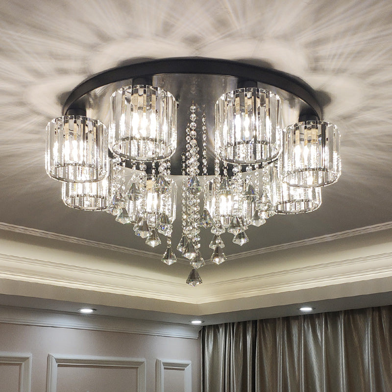 Modern Flush Mount Crystal Ceiling Light for Living Room